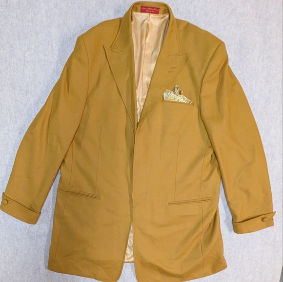 rod lavi Other - Vintage Wool Golden Mustard Blazer Silk Pocket Square By Rod Lavi. 70s 48L